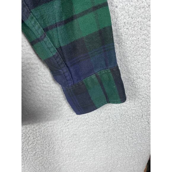 J. Crew Mens Shirt Size L Blue Green Slim Fit Elbow Patch Flannel Button Up - Picture 8 of 11
